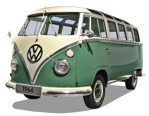 Green VW Samba 23-Window Microbus