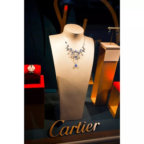 Cartier necklace, shop window display