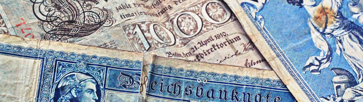 detail image of antique banknotes