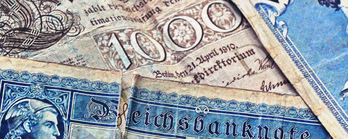 detail image of antique banknotes