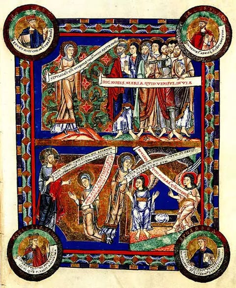 Seite aus dem Evangeliar Heinrichs des Löwen, mittelalterliche Buchmalerei, Buchillustration