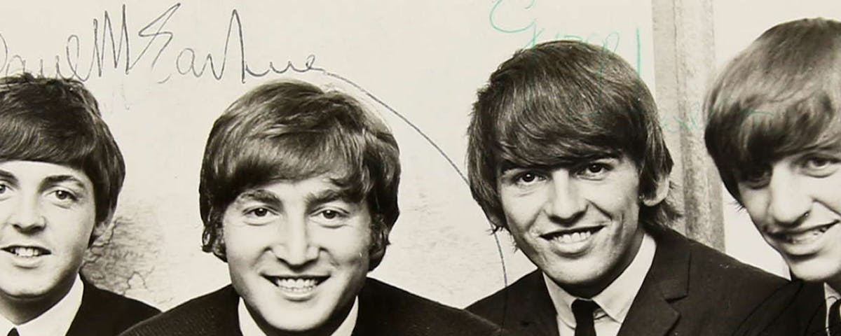 signerade Beatles fotografi
