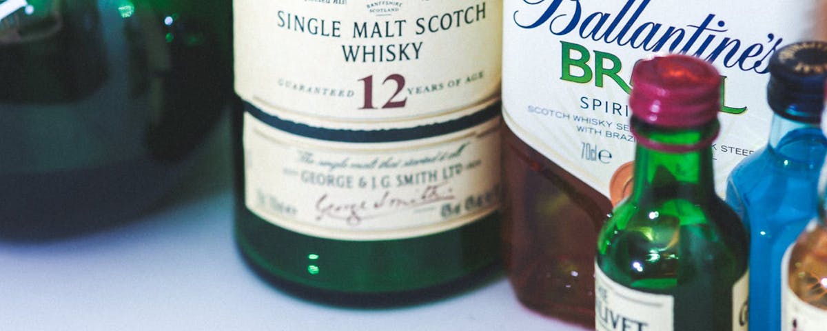 close up view of alcohol bottles