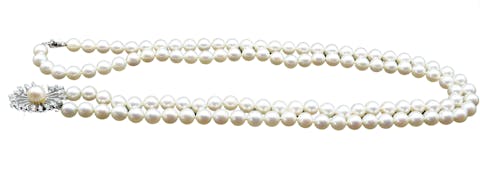 Two row pearl necklace, 20th century, Valued at : $1500 - $2000 by Value My Stuff