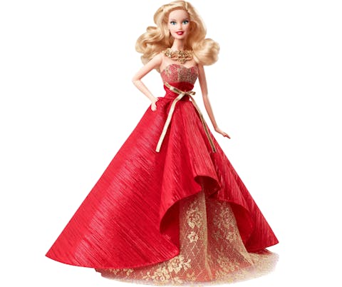 Fashion Model Barbie in einem roten Abendkleid.
