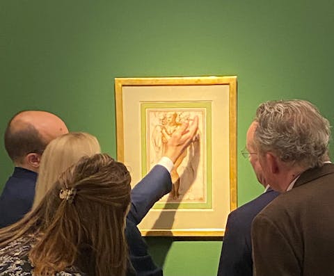 Christie’s Department of Old Master Drawings showing the author and other specialists whilst the drawing is on view in Paris