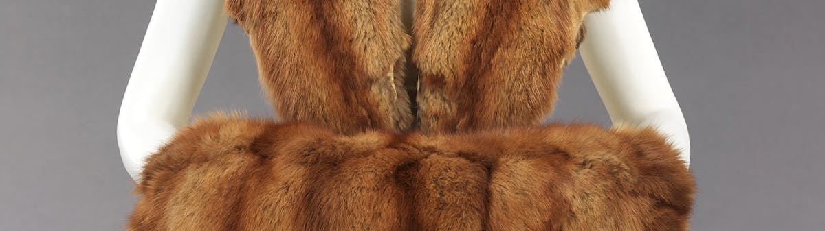 vintage brown fur stole and muff