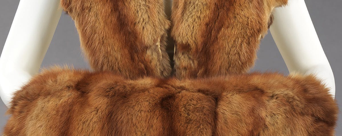 vintage brown fur stole and muff