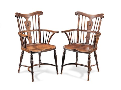 A pair of Victorian mahogany Windsor chairs, attributed to William Birch