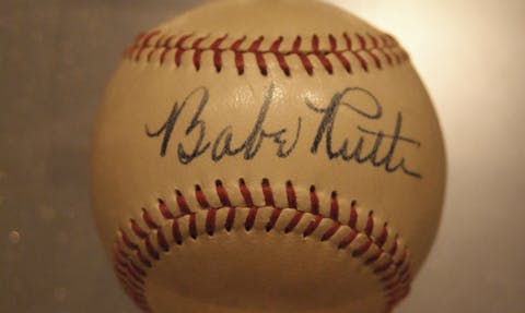 A signed baseball by Babe Ruth, one of the most famous autographs in sports history. (Shamblesuk)