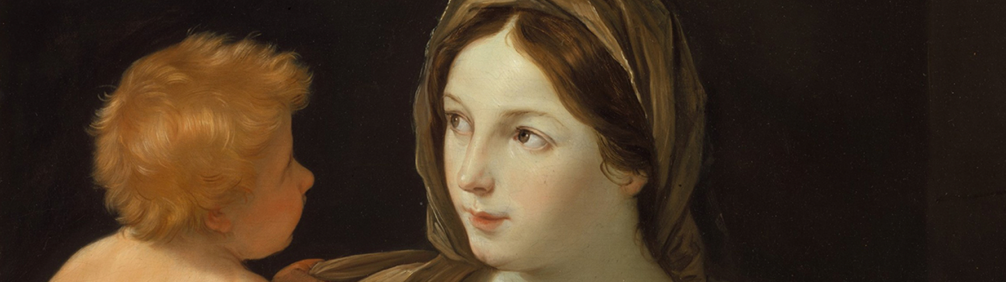 old master painting of woman and cherub