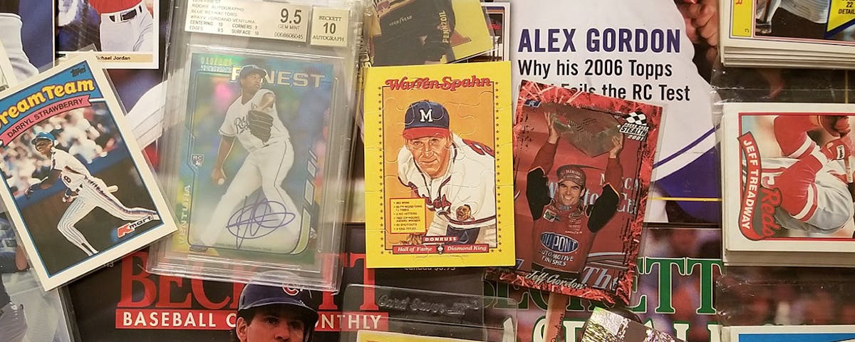 collection of assorted sports memorabilia cards