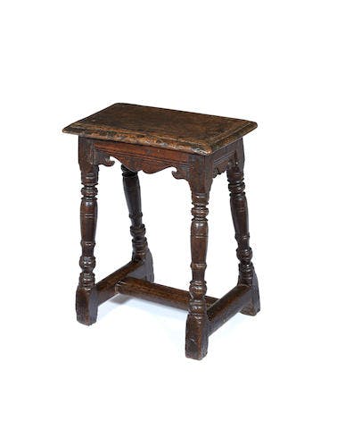 A James I/Charles I Oak joint stool, Taunton, Somerset, circa 1620 - 30
