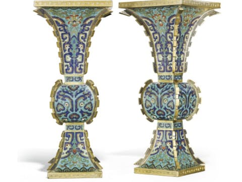 old chinese fang gu beaker vases from qing dynasty 