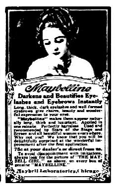 1920s vintage makeup ad for Maybelline