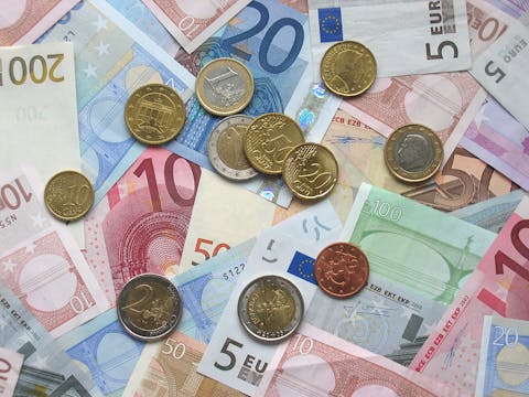 Euro coins and banknotes. (Avij)