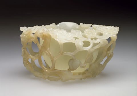 ancient chinese white jade carved bowl