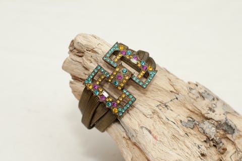 Art deco bracelet with the turquoise and fuchsia stones