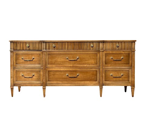 Drexel Furniture bedroom dresser, walnut chest of drawers