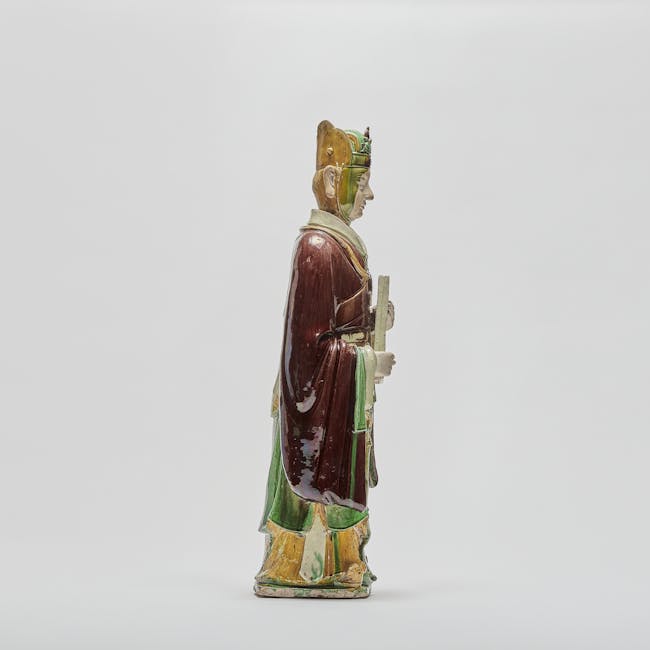 Chinese Glazed Pottery Figure of Celestial Official right side