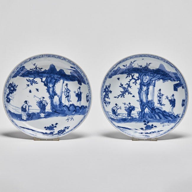 Chinese Blue and White Porcelain Pair of Plates front