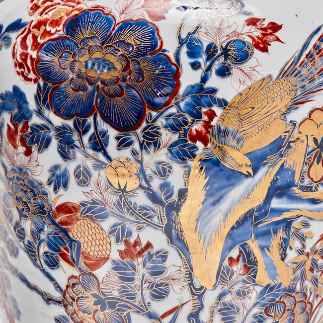 chinese imari porcelain jars with covers detail phoenix and flower