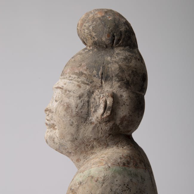 Chinese Pottery Figure of a Male Courtier from the Tang Dynasty Side view Head