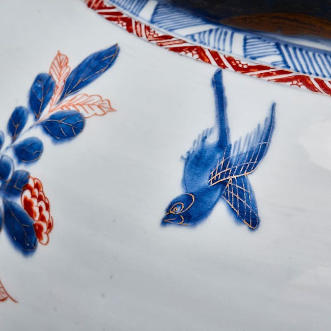 chinese imari porcelain bird detail