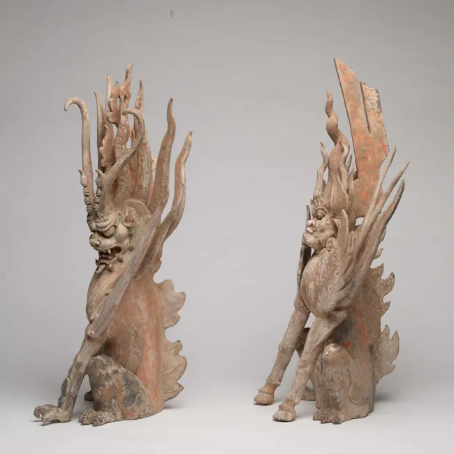 pair of pottery lokapala, Zhenmoushou from the Tang Dynasty in China