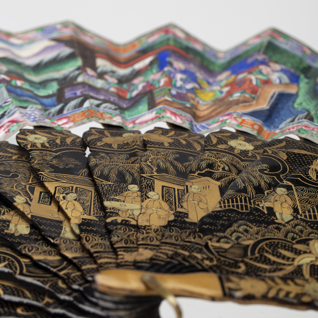 Chinese Works of Art Fan and Box from the 19th Century