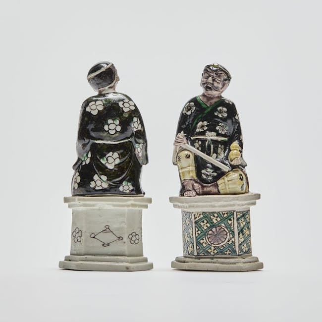 Chinese Famille Noire Porcelain Figures of Li Tieguai front and back