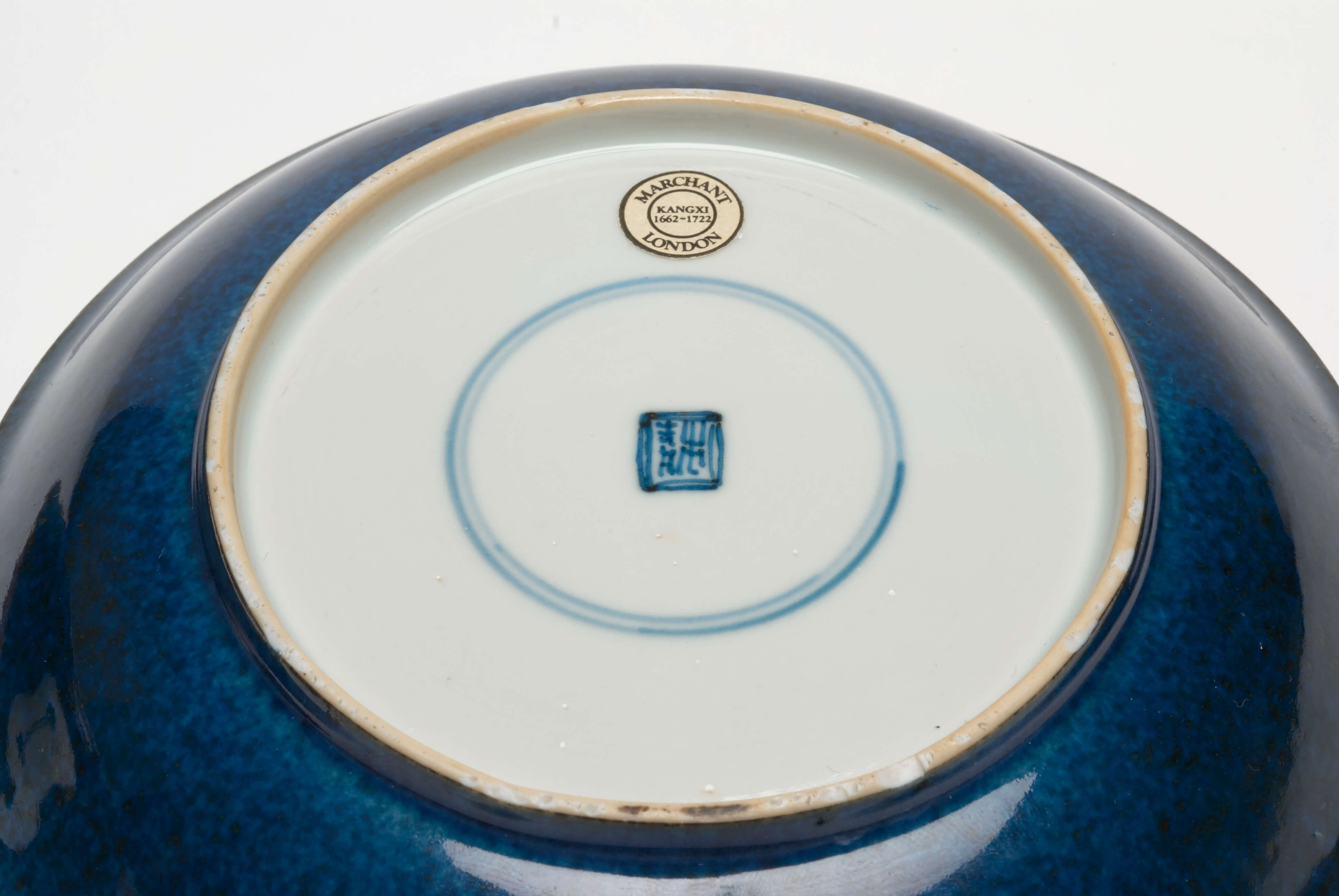 Pair of Chinese Porcelain Powder Blue Plates from the Kangxi period