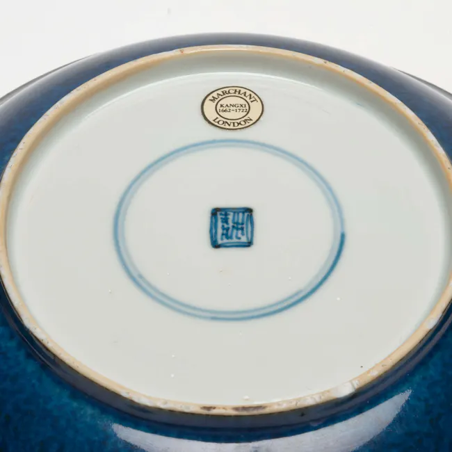 Pair of Chinese Porcelain Powder Blue Plates from the Kangxi period