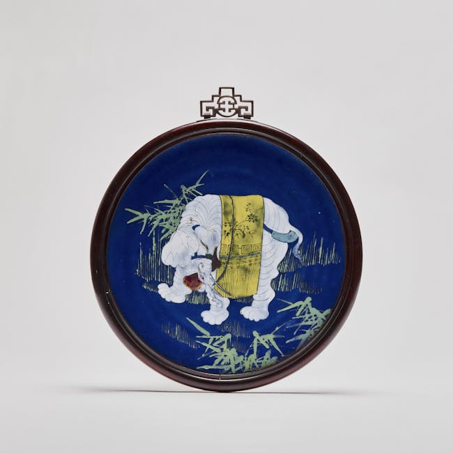 chinese porcelain plaque elephant
