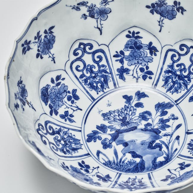chinese blue and white porcelain bowl from the kangxi period  inside