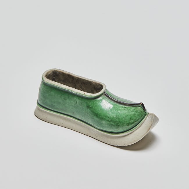 Chinese Enamel on Biscuit Porcelain Model of a Green Shoe | Vanderven