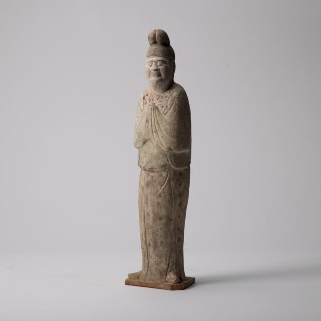 Chinese Pottery Figure of a Male Courtier from the Tang Dynasty