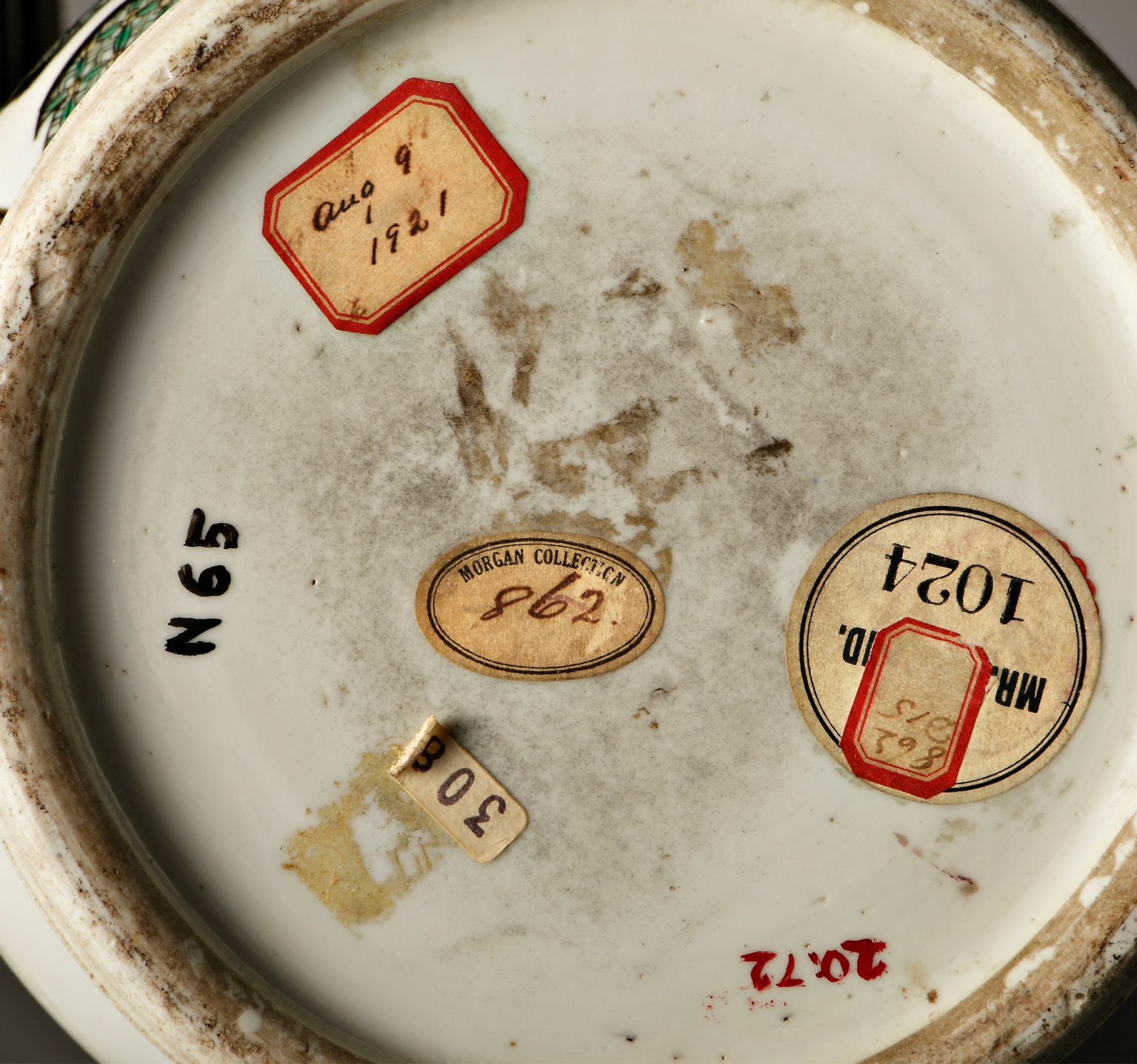 chinese famille verte porcelain auspicious vases from the Morgan and Garland collections labels