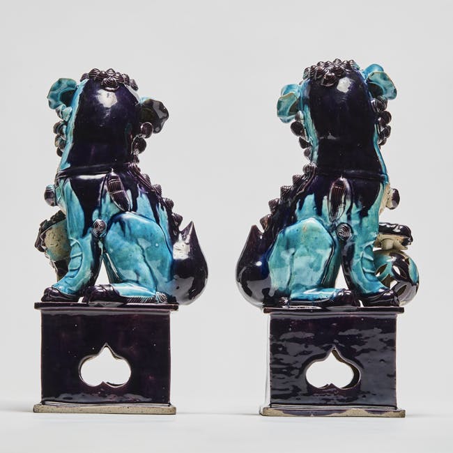 Chinese Coloured Porcelain Pair of Buddhist Lions backside