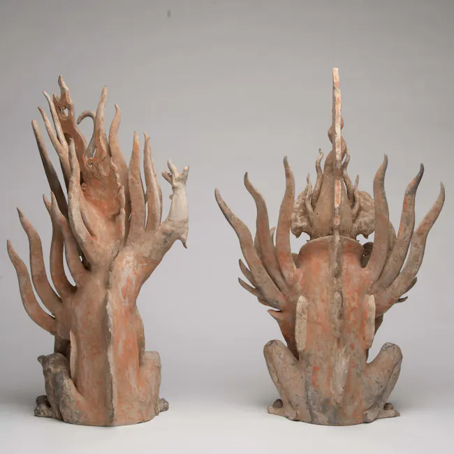 pair of pottery lokapala, Zhenmoushou from the Tang Dynasty in China