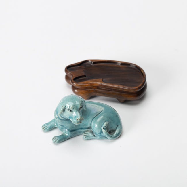 chinese turquoise coloured porcelain dog, qianlong period