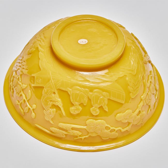 Chinese Works of Art Yellow Glass Bowl 19th century underside