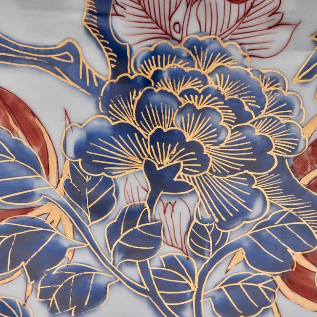 chinese imari porcelain jars with covers detail lotus