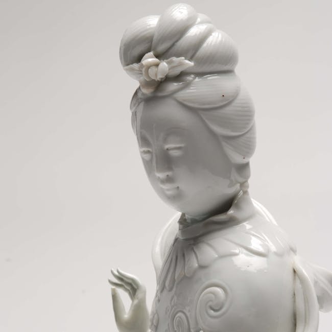 Chinese Blanc de Chine Porcelain Daoist Goddess Magu head detail