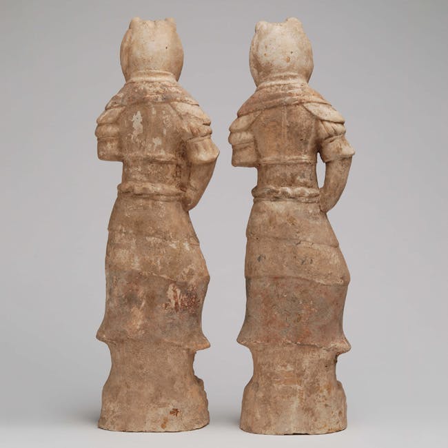 Chinese Pottery Pair of Guardians from the Tang Dynasty