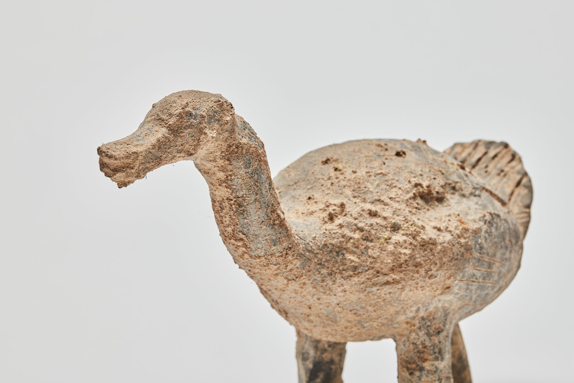 Chinese Pottery Model of Goose from the Han Dynasty head detail