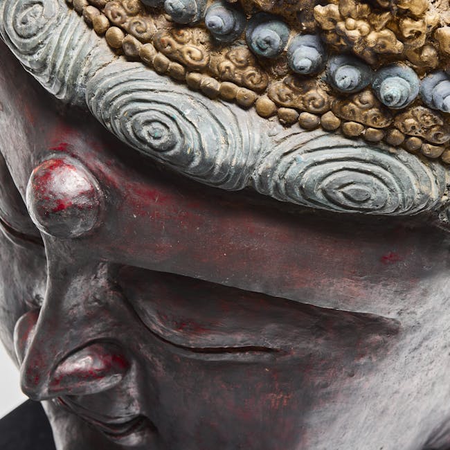 crowned head of guanyin, ming dynasty detail face