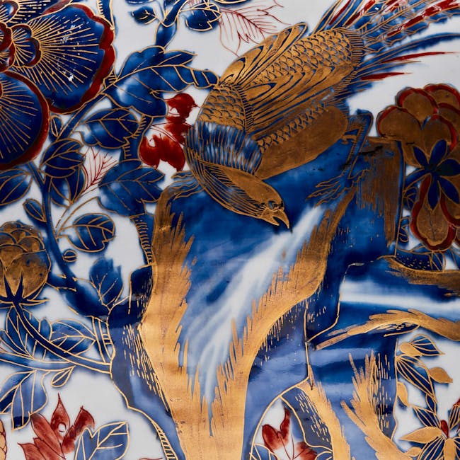 chinese imari porcelain phoenix detail