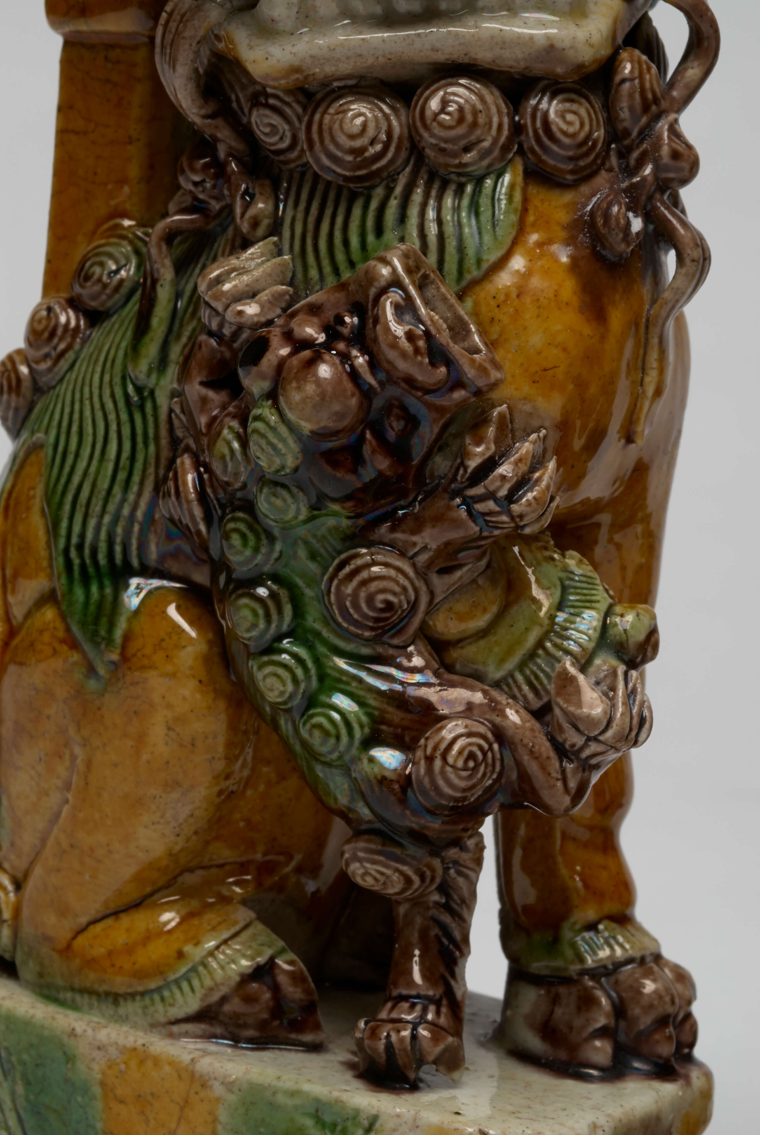 Chinese Enamel on Biscuit Porcelain Pair of Fo Dogs from the Kangxi period
