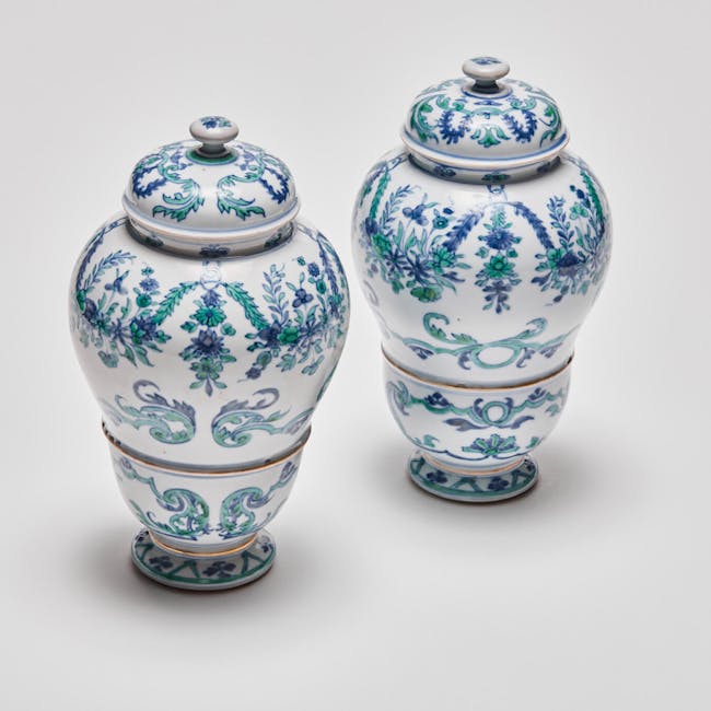 chinese porcelain apothecary jars and covers above